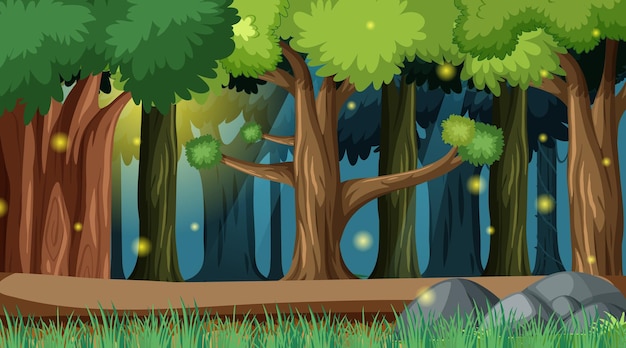 Free Vector enchanted forest landscape background