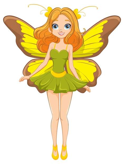 Free Vector enchanting fairy cartoon character with butterfly wings