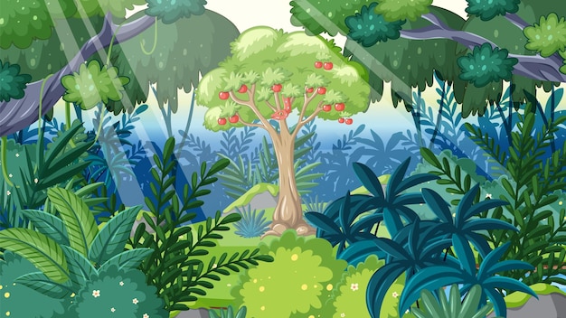 Enchanting Jungle with Apple Tree and Sneaky Snake