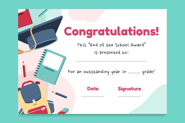 Free Vector end of school award template