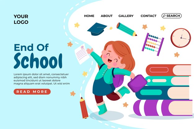 End of school landing page template