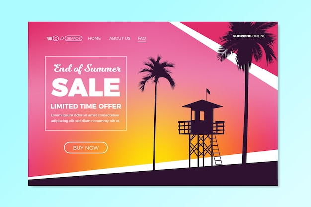 End of season summer sale landing page concept