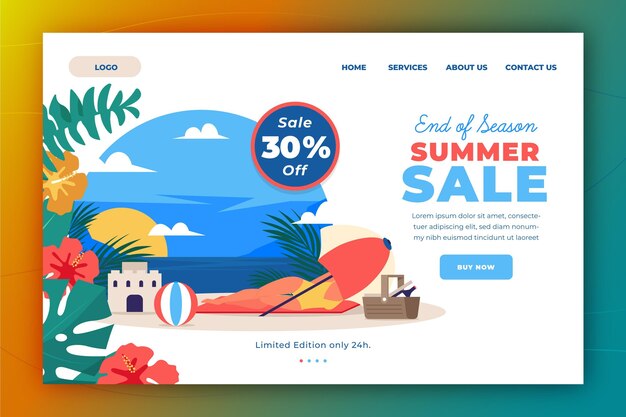 End of season summer sale landing page template