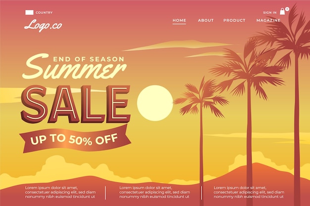 End of season summer sale landing page template