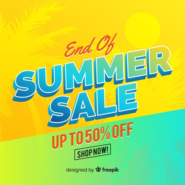 End of summer sales background flat design