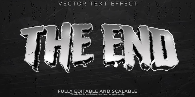 Free Vector the end text effect editable horror and scary text style