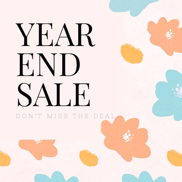 End year sale promotion floral background