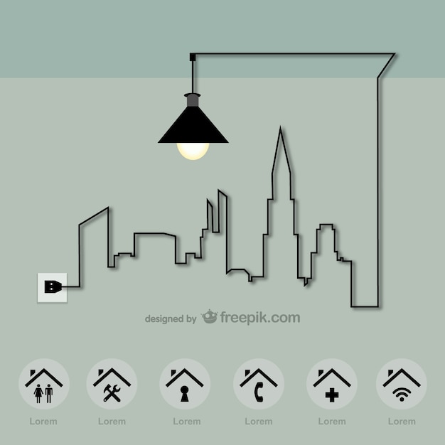 Free vector energy city made with a lamp cable