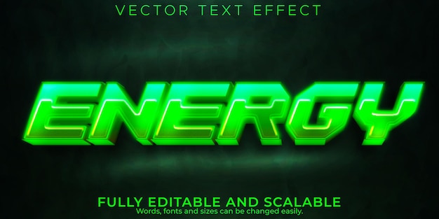 Energy neon text effect, editable lazer and gaming text style