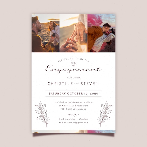 Engagement invitation template with photo