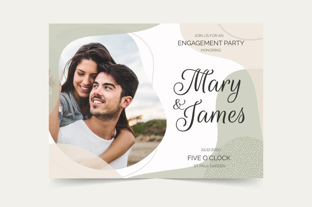 Engagement invitation template with photo