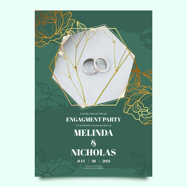 Free Vector engagement invitation template with photo