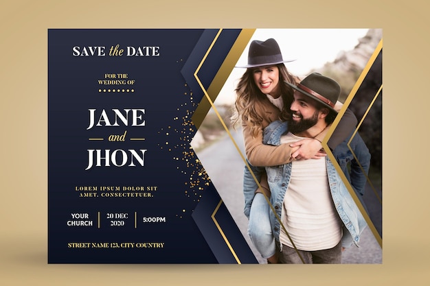 Engagement invitation template with photo