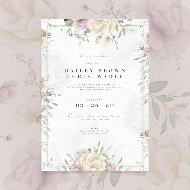 Engagement invitation with floral design