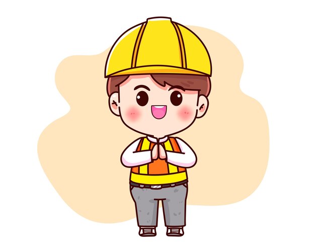 Engineer construction concept cartoon hand drawn cartoon art illustration