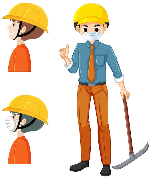 Free vector engineer man wearing hard hat