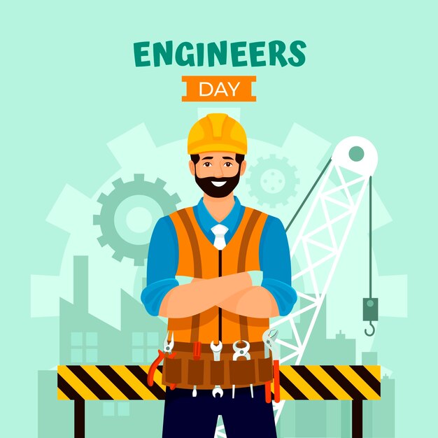 Engineers day hand drawn flat illustration