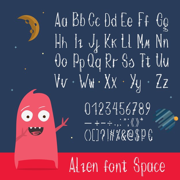 English ABC letters, numbers and symbols