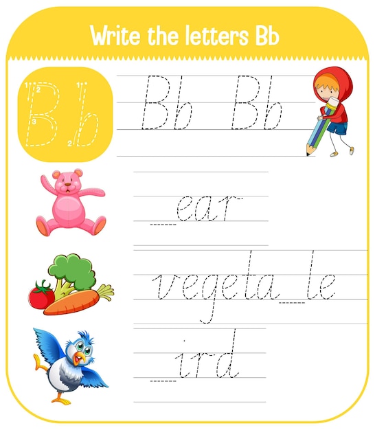 Free Vector english alphabet tracing worksheets