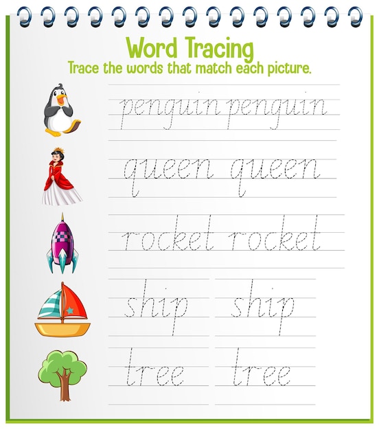 Free Vector english alphabet tracing worksheets