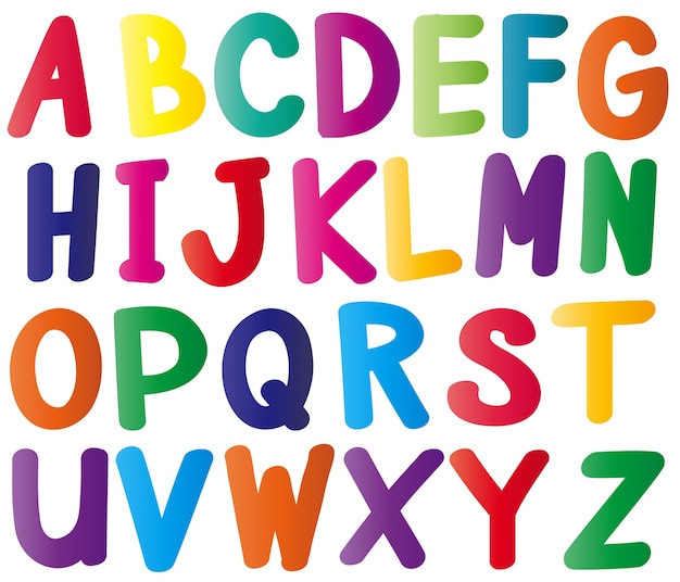 English alphabets in many colors