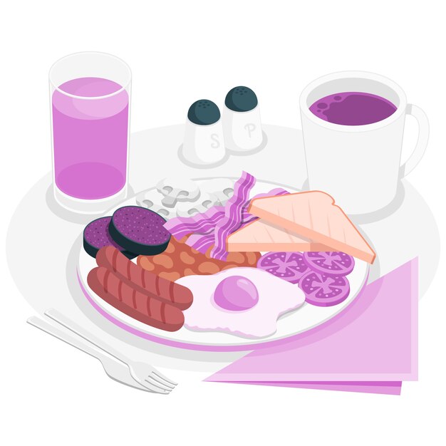 English breakfast  concept illustration