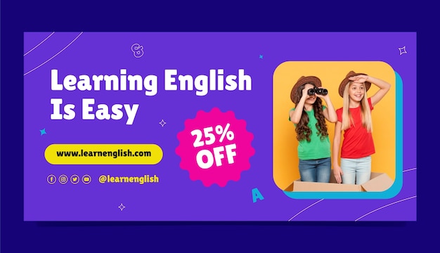 English lessons  sale banner   template