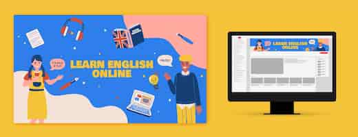 Free vector english lessons  youtube channel art