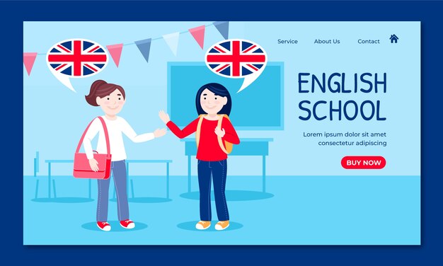 English school landing page design