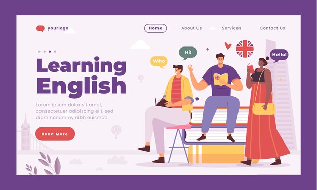 English school landing page design