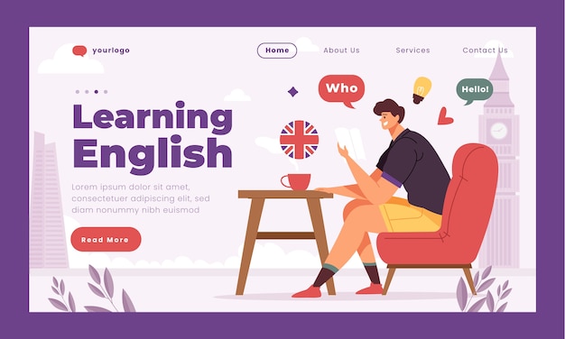 English school landing page design