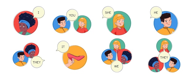 Free Vector english subject pronouns for kids