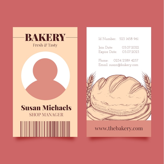 Free vector engraving bakery shop id card