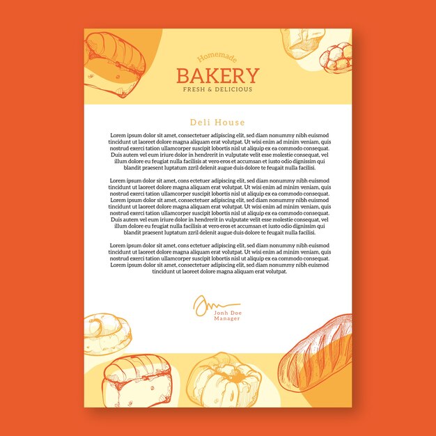 Engraving bakery shop letterhead template