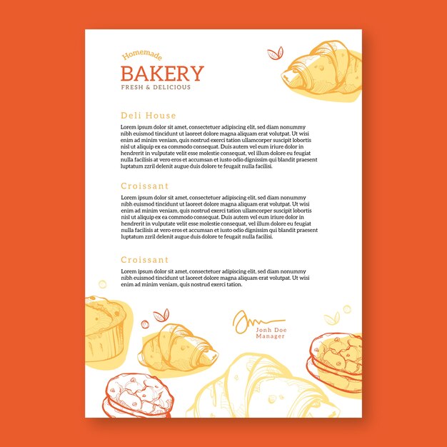 Engraving bakery shop letterhead