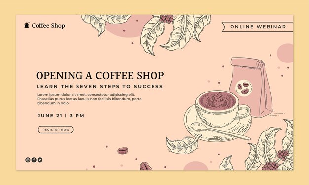 Engraving coffee plantation webinar template