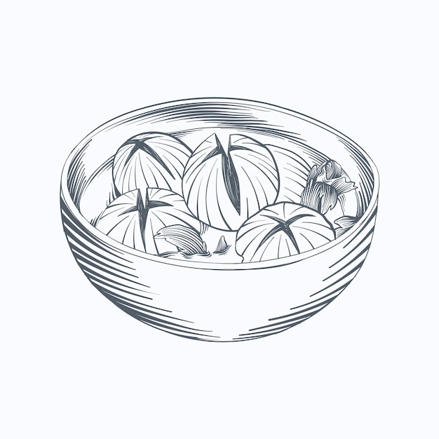 Free vector engraving hand drawn bakso