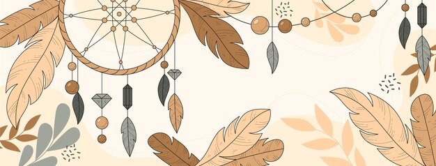 Engraving hand drawn boho facebook cover