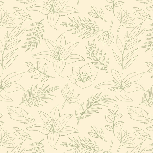 Engraving hand drawn botanical pattern design