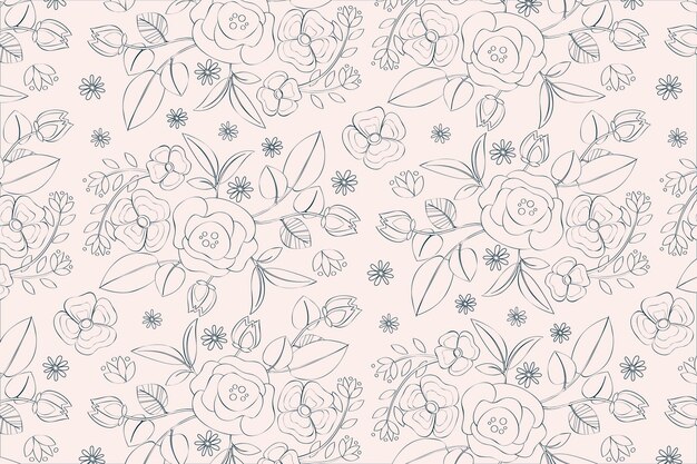 Engraving hand drawn botanical pattern design