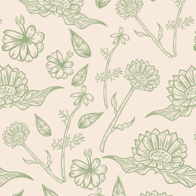 Free Vector engraving hand drawn botanical pattern design