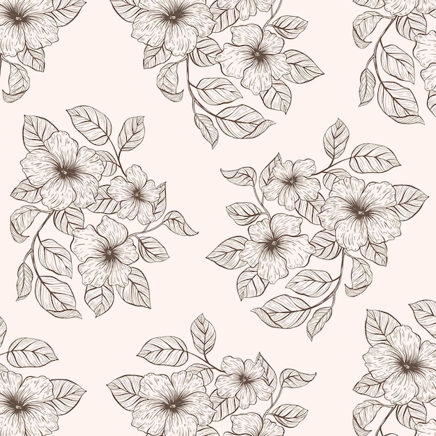 Free Vector engraving hand drawn botanical pattern