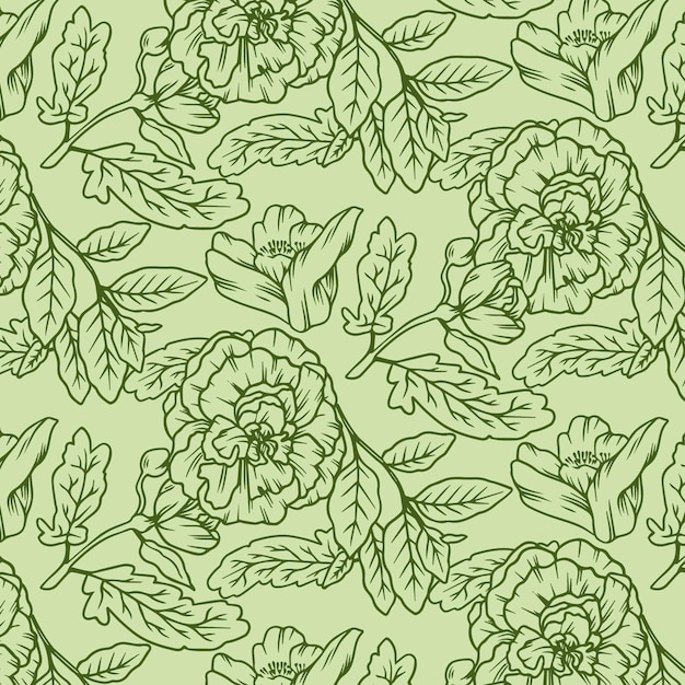 Engraving hand drawn botanical pattern