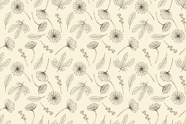 Free Vector engraving hand drawn botanical pattern