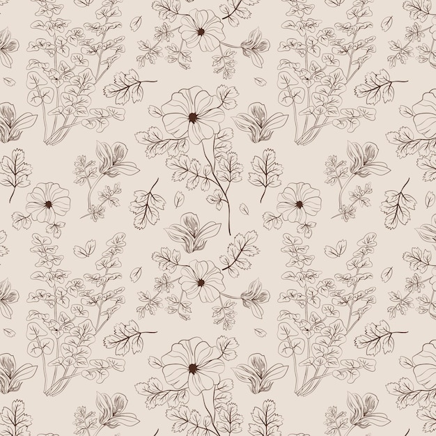 Free vector engraving hand drawn botanical pattern