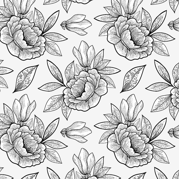 Free Vector engraving hand drawn botanical pattern