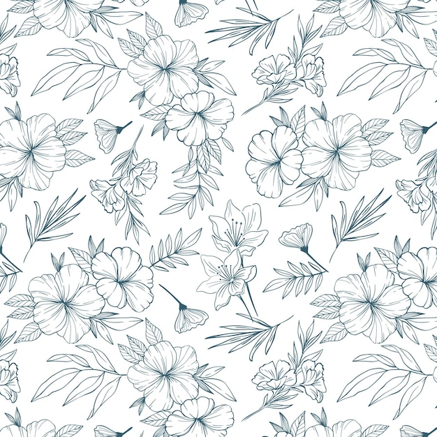 Free Vector engraving hand drawn botanical pattern