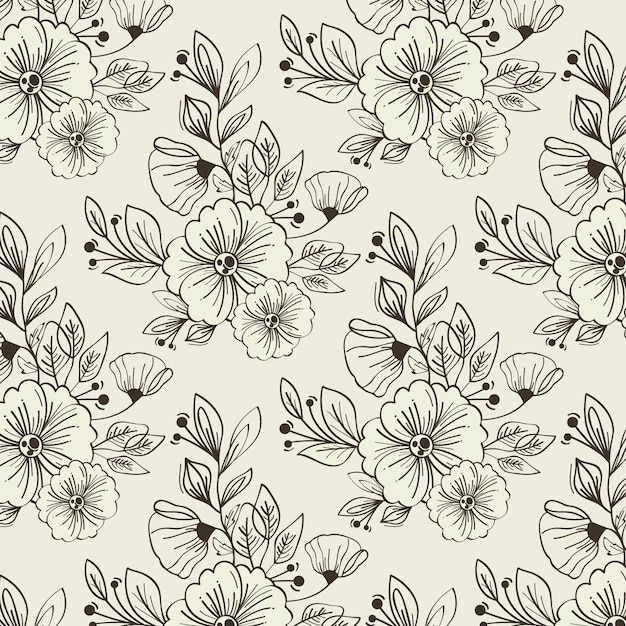 Free Vector engraving hand drawn botanical pattern