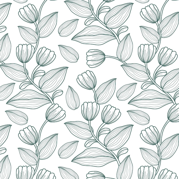 Free vector engraving hand drawn botanical pattern