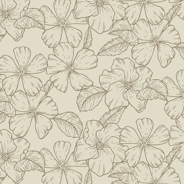 Engraving hand drawn botanical pattern